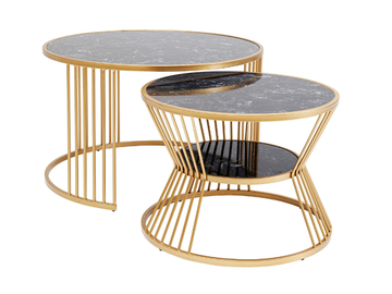 ROMA - Round marble and steel high side table by KARE Design - view 2